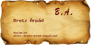Bretz Árpád névjegykártya